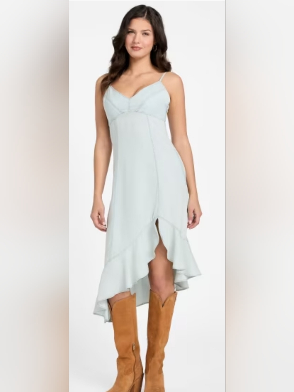 Guess Light Blue High-Low Ru!ffle Dress,Nwt Size Medium